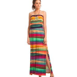 Trina Turk Rainbow Desert Strapless Maxi Dress Sz M